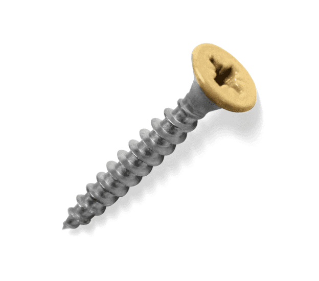 Rustfri skrue med farvet hoved – 4 x 25 mm – grå, gul, beige – 100 stk.